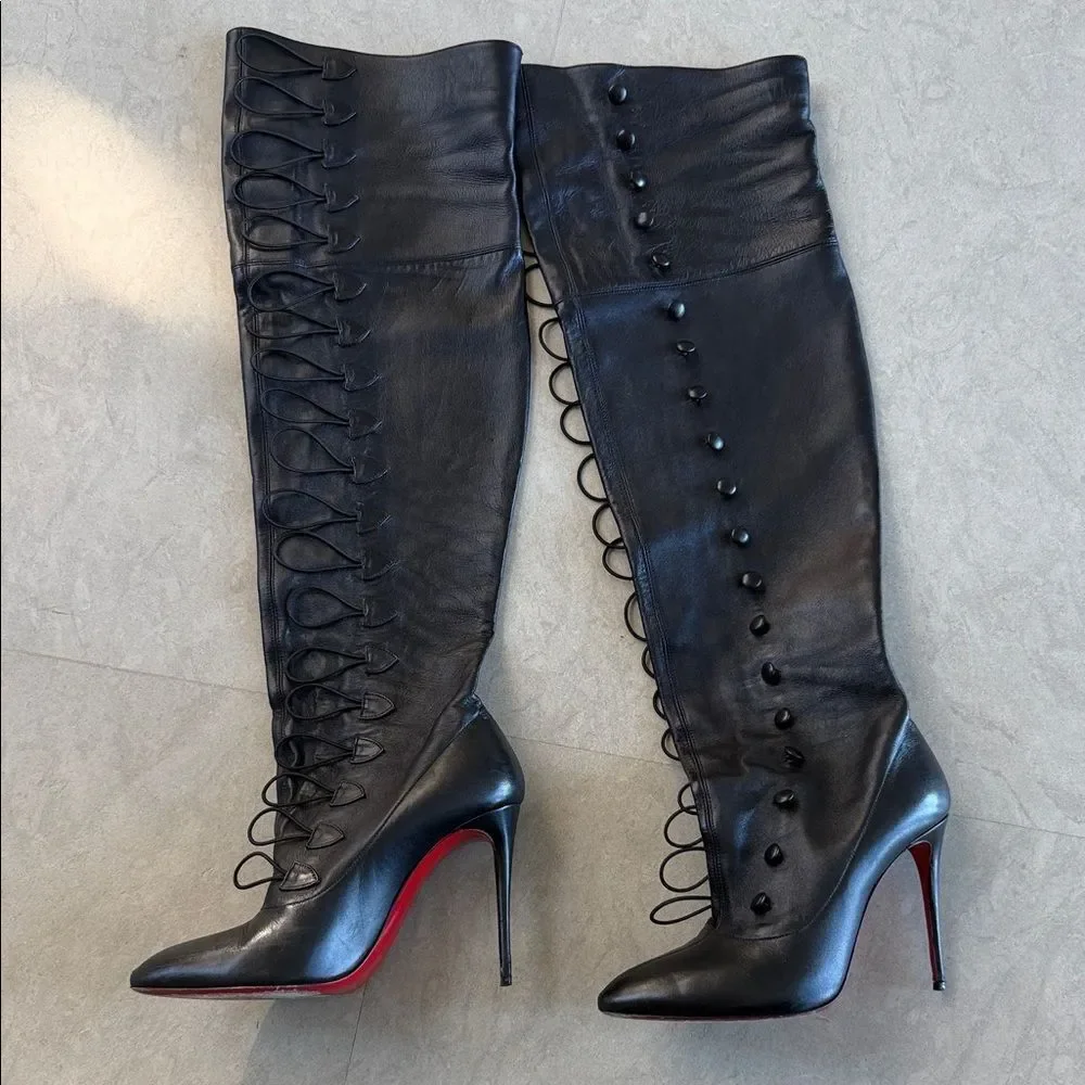 Christian Louboutin Black Over the Knee Boots